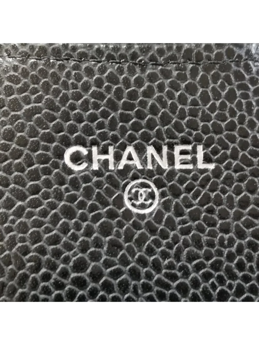 Chanel Wallet Caviar Leather Chain Black Shoulder